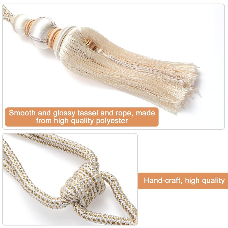yawpnan Paired Lantern Single Hanging Ball Tassels Curtains Buckle Sling Binding Lantern Tiebacks Handcrafted Braided Buckle Drapery Curtain Holdbacks Window Treatments for Home 2 Pack - Image 4